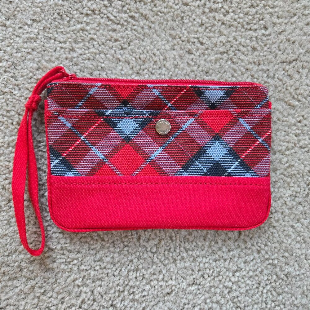 Lands' End NEW Canvas Plaid Wristlet Clutch